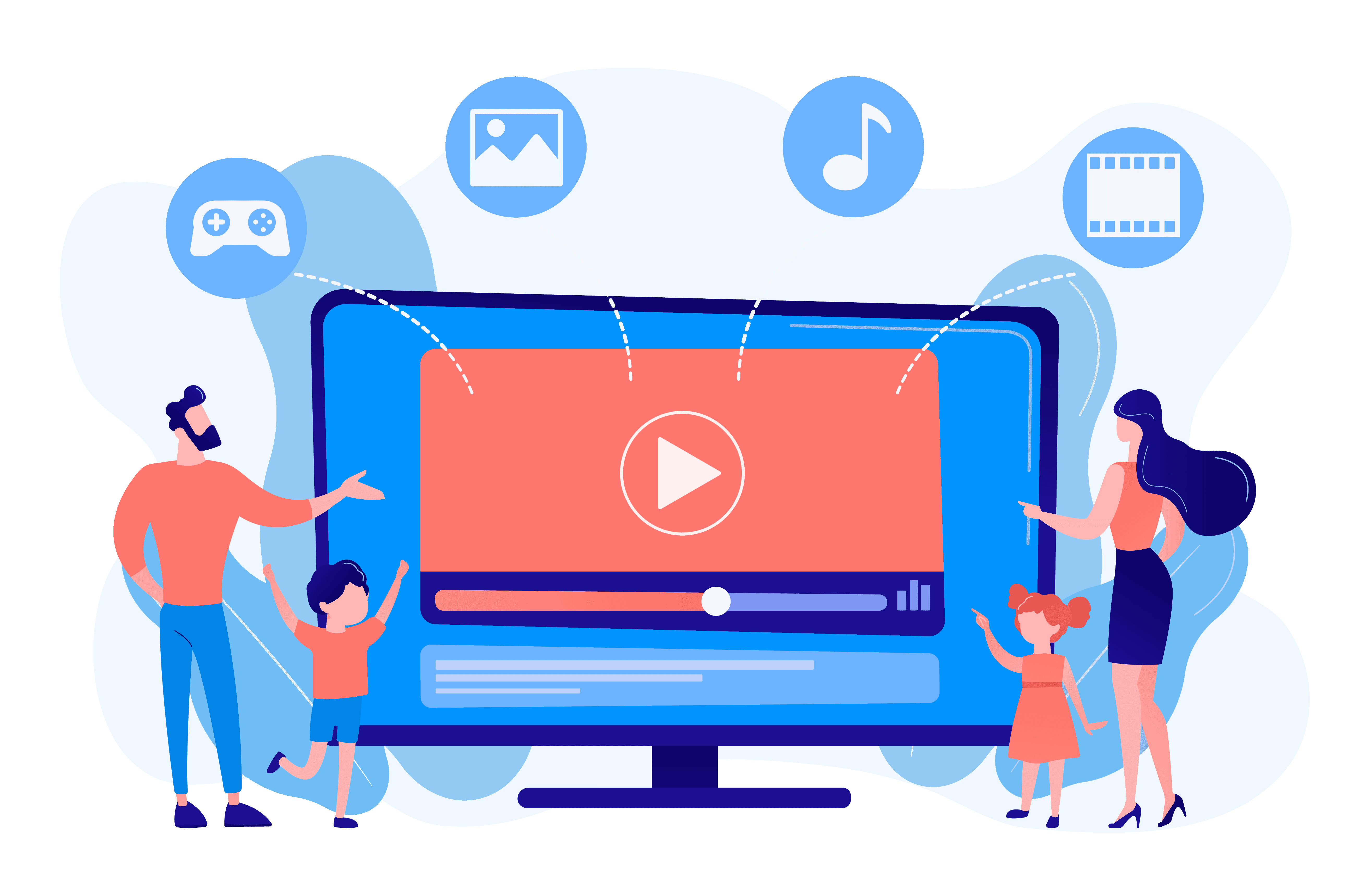 Rebroadcast TV channels from any sources. Films, TV series